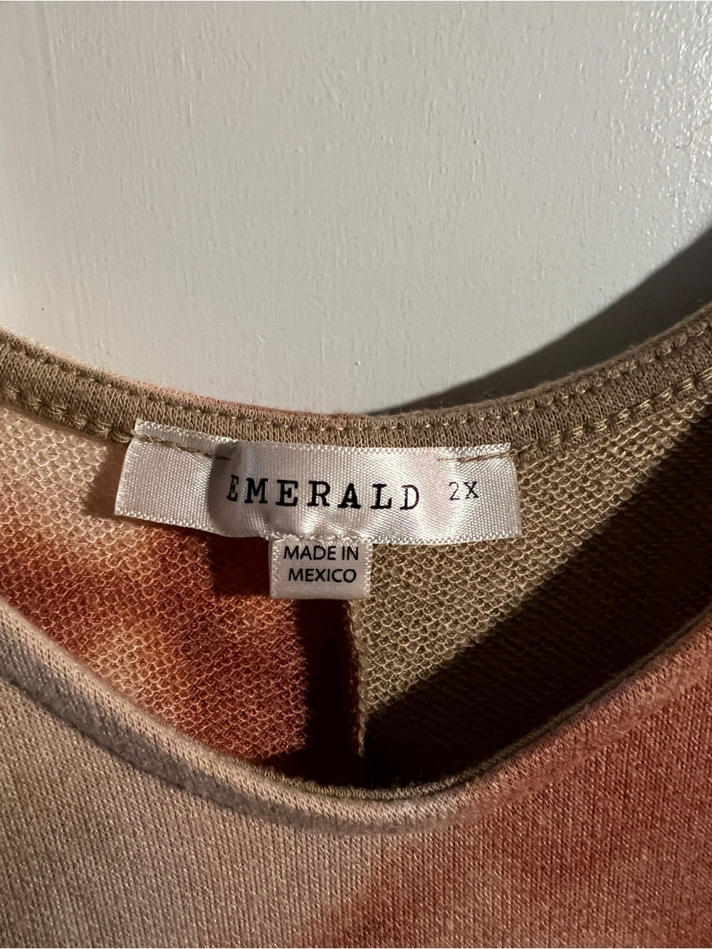 Emerald Multicolor Tie-Dye V-Neck Shift Dress in Rust, Olive & Cream - Picture 4 of 5